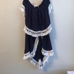 Blue fringe romper (boutique)